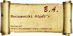 Bocsanszki Alpár névjegykártya